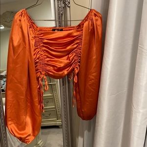 shein drawstring ruched crop top [ size SMALL ]